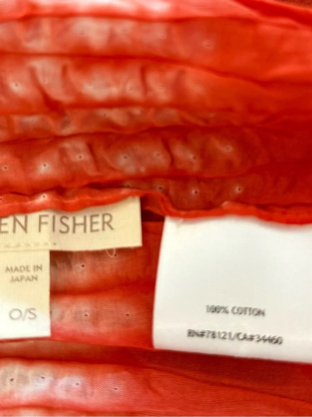 Eileen Fisher Pink & Red Lightweight Crinkle Tie Dye Scarf - Women's Accessory